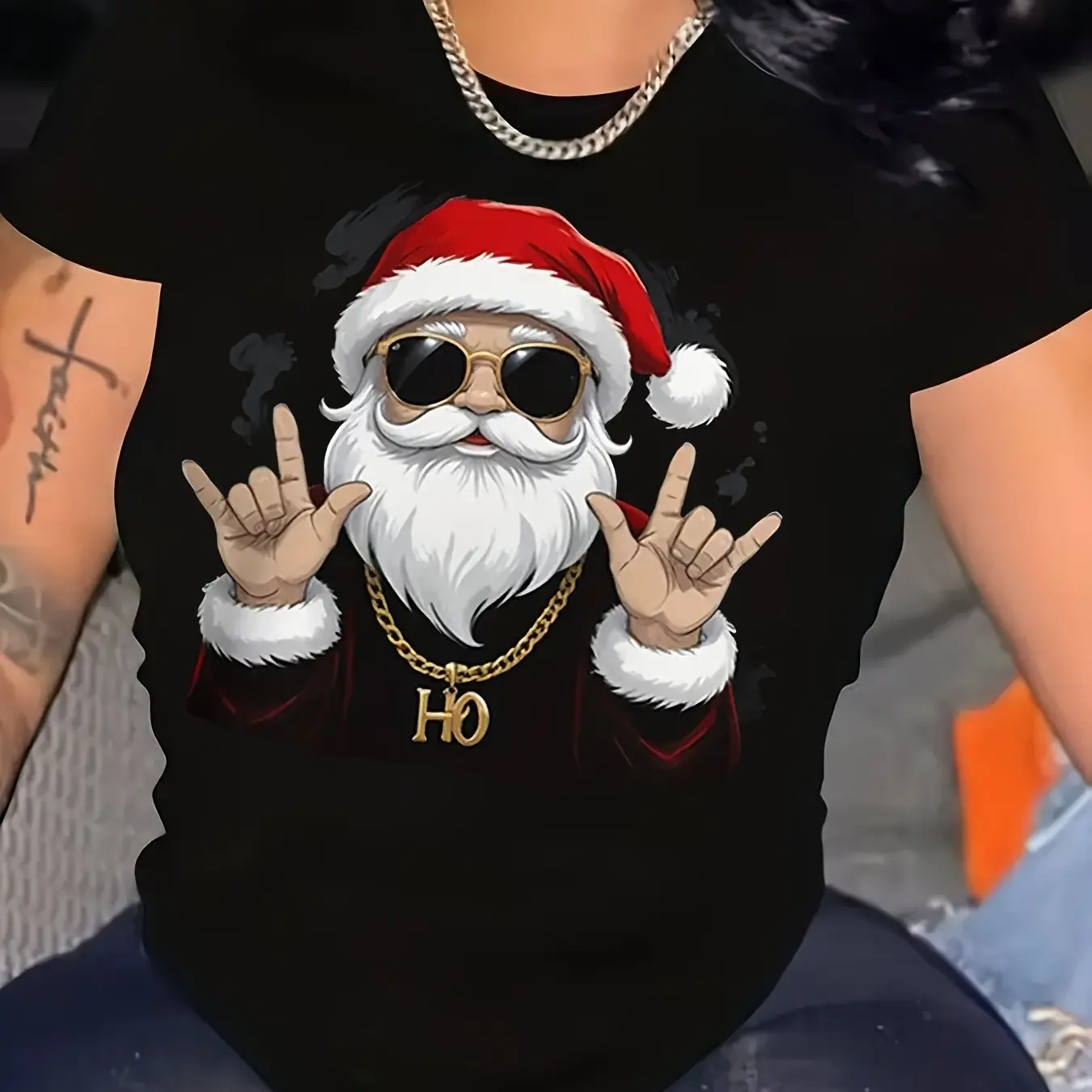 

Women's T Shirt Santa Claus Graphic Printed Pullover Summer Casual Short Sleeve Tops Fashion Funny Oversized Y2k Female Clothing