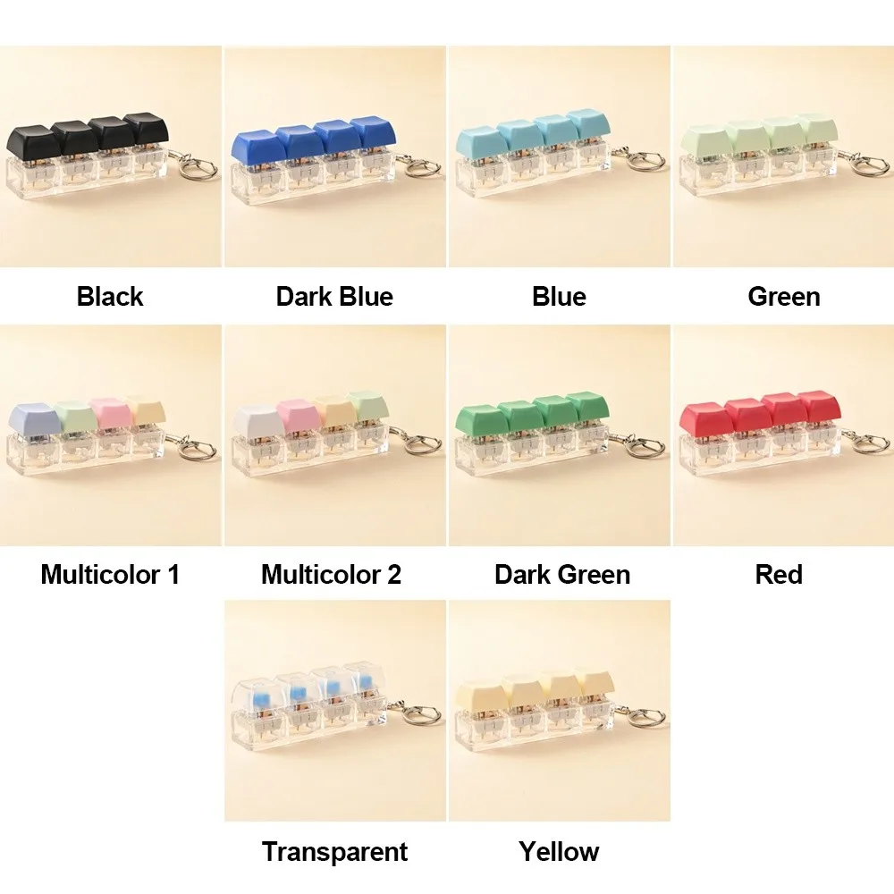 Relaxing DIY Keyboard Fidget Keychain No Lights Keys Button Clicker Pass The Time Keycap Finger Keyboard Caps