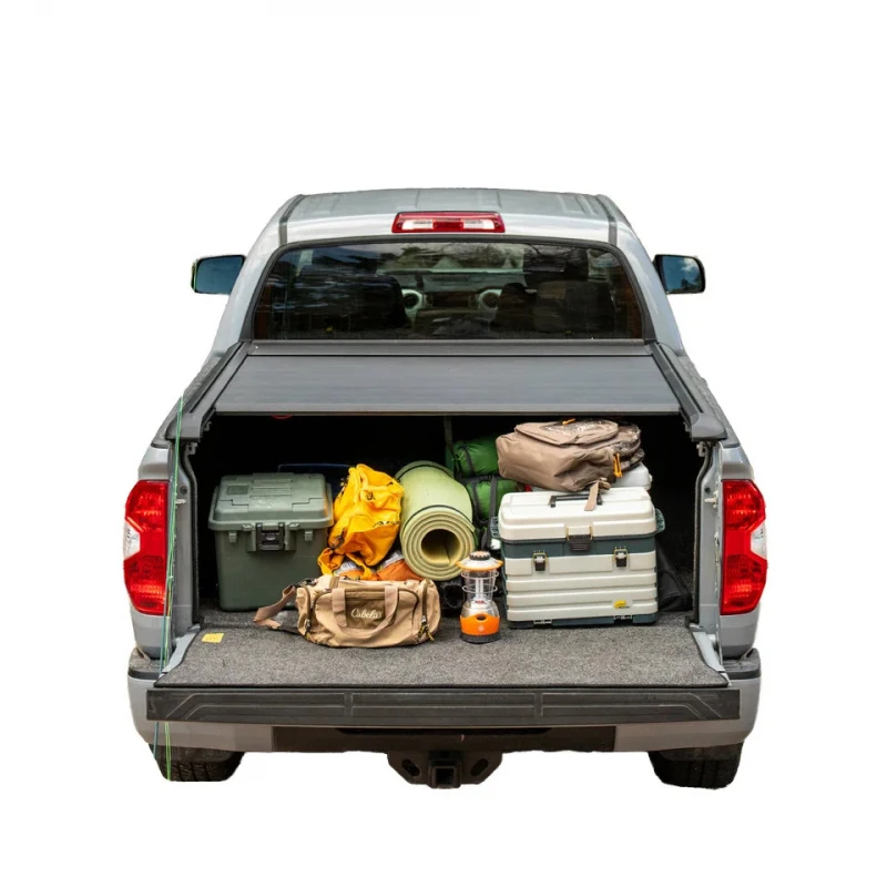 

Heavy Duty Retractable Roll-Up Tonneau Cover for F150 F250 F350 Pickup Trucks Low Profile Quad-Fold Design