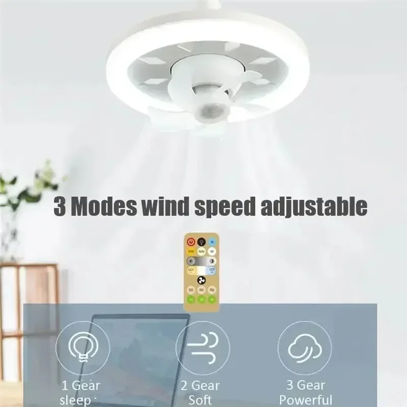 Imagem -04 - Ventilador Inteligente de Teto com Controle Remoto Led Rotativo 360 Luz Superior para Sala e Quarto 20w E27 85265v