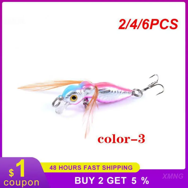 2/4/6PCS Luya Bait Submerged Fishing Accessories 8 Colors False Bait 3d Bionic Eyes Fishing Goods Plastic Hard Bait