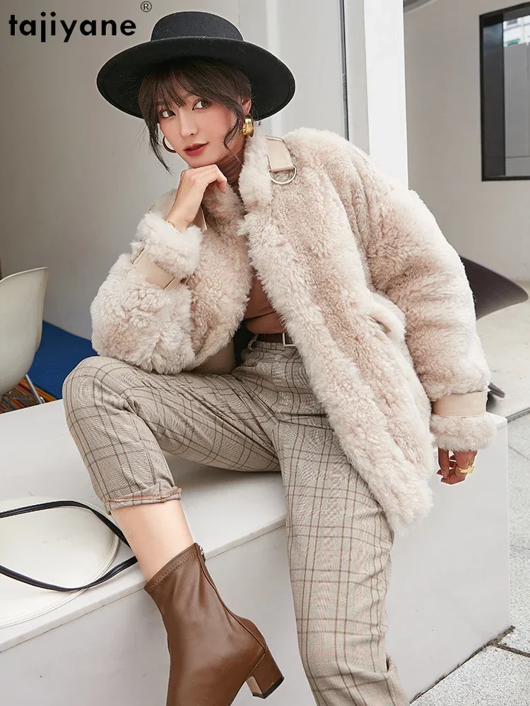 Tajiyane Natural Wool Fur Coats for Women 2023 Real Fur Coat Womens Korean Style Fur Jacket Korean Style Manteau Femme Hiver