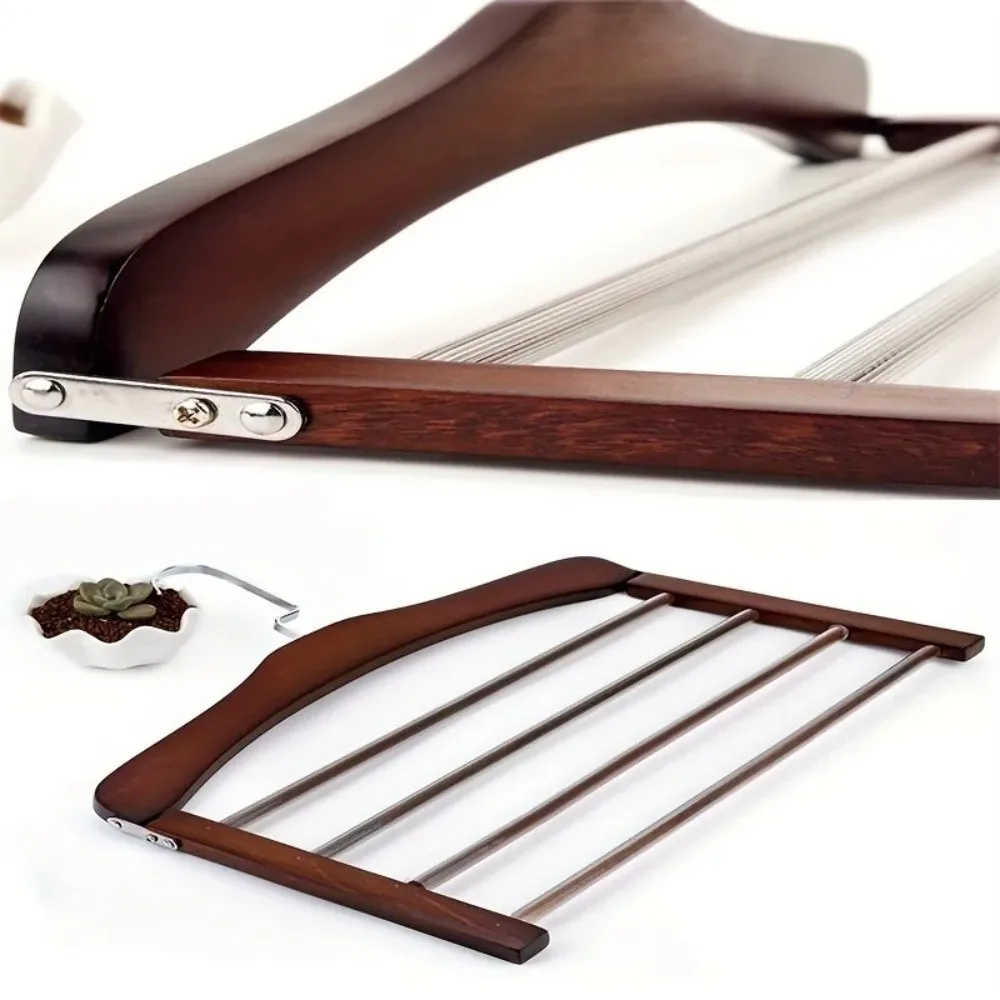 Premium Quality 5-layer Pants Hanger Flocking Wooden Tie Storage Rack Anti-slip Closet Organizer For Ties, Scarves & More view 5