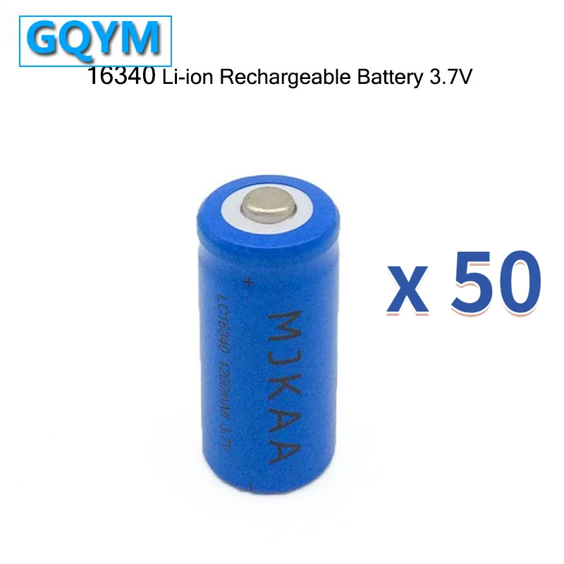 

50pcs 16340 1200mah Rechargeable Battery CR123A 3.7V 16340 1200mAh Rechargeable Li-ion Batteries Cr123a аккумулятор