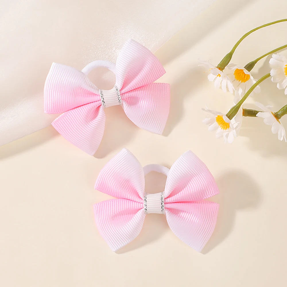 BABY BOWS 2 Stück/Set Kinder Mädchen Niedliche Doppelschichtige Schleifen-Haargummis Haarbänder Kinder Basis-Pferdeschwanz-Kopfschmuck Haaraccessoires – Detail 19