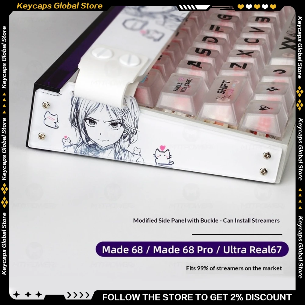 A Pair Acrylic Keyboard Side Panel Personalized  Anime Style Customized Keyboard Side Panel for MelGeek Made68 Pro/Ultra Real67