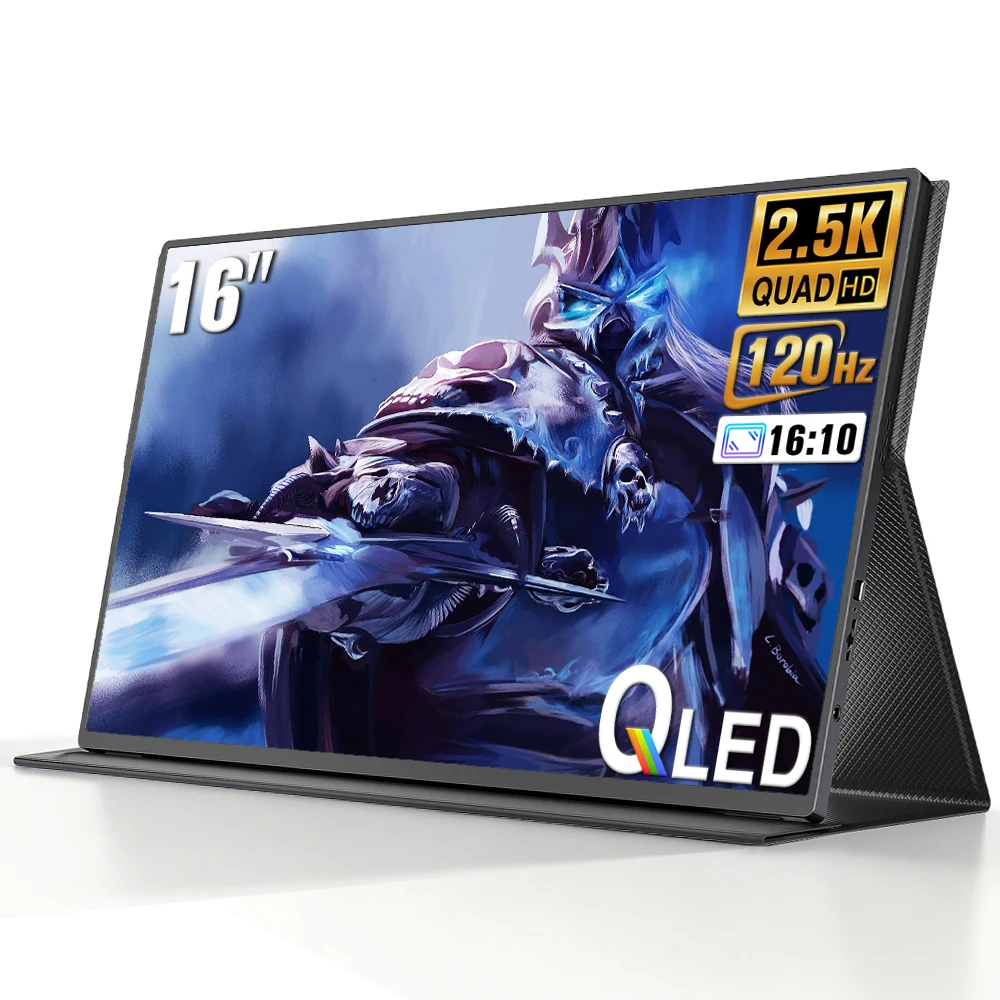Moniteur portable UPERFECT 16 pouces 2.5K QLED 2560x1600 100% sRGB HDR USB-C HDMI, deuxième écran pour ordinateur portable, écran de jeu, écran de voyage