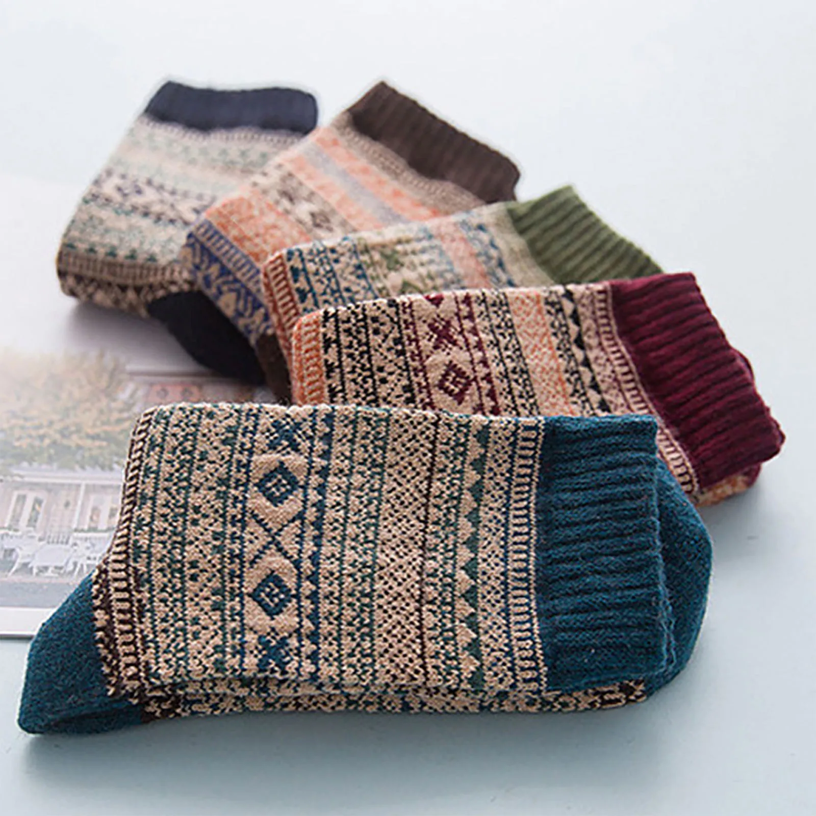 جوارب طويلة دافئة بوهيمية للرجال ، بين الجنسين ، مريحة ، ريترو ، كاشمير ، الموضة ، الربيع ، الخريف ، 5 * #3