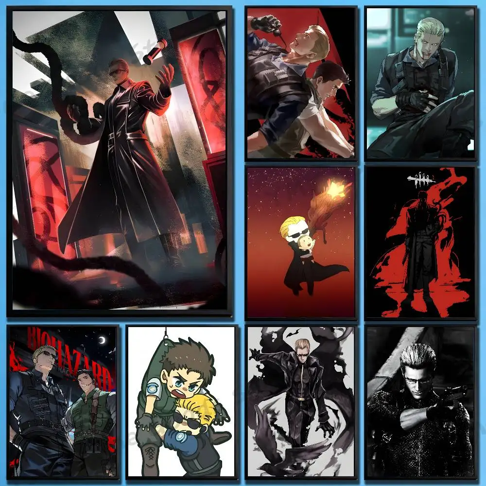 R-Resident Evil Albert Wesker Poster Sticker Classic Art Painting for Home Bedroom Cafe Office Wall Decor
