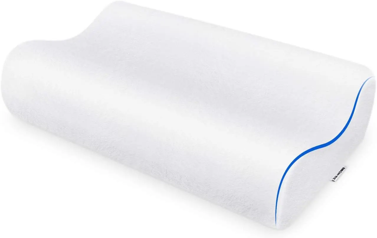 

Memory Foam Neck Pillow for Pain Relief, Orthopedic Contour Design for All Sleepers, Queen Size with Hypoallergenic Case