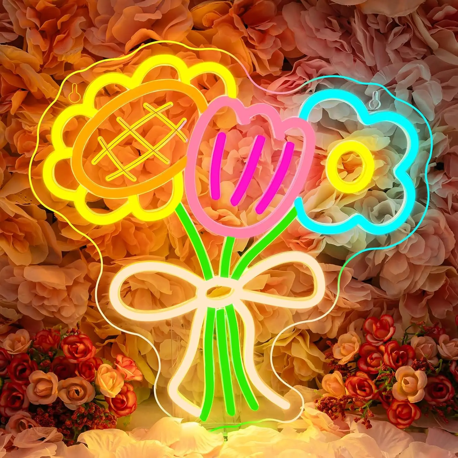 

Multicolor Flower LED Neon Light Sign USB Dimmable Romantic Gift for Bedroom Wall Decor Living Room Home Decor Wedding Party