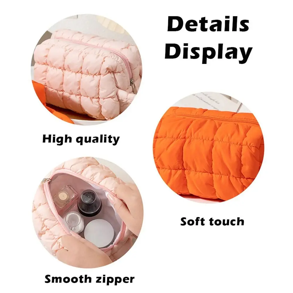 Durable Handheld Makeup Bag Large Capacity Solid Color Cosmetic Bag Multi-functional Storage Bag Home Travel