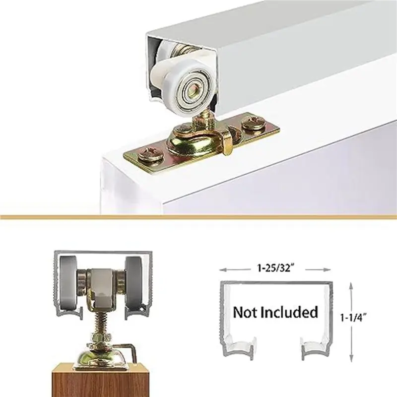 PTST 4 Pack Sliding Pocket Door Hardware Top Hanger Rollers Wheels Assembly Fit For Johnson Part 1125 & 1500 Hardware Kit