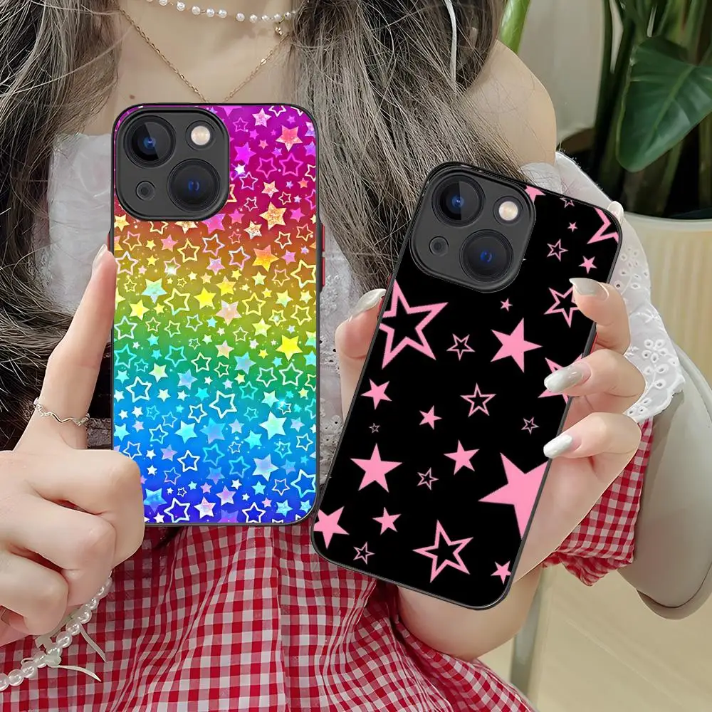 

Чехол для телефона с пастельно-розовой звездой-пентаграммой для iPhone 17 16 15 14 13 12 11 X XR XS 8 7 Air Pro Max Plus Mini, цветной силиконовый чехол