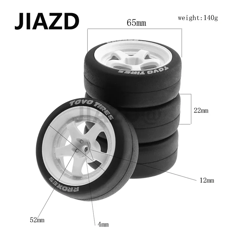 4pcs 67mm Rubber Tire Wheel Tyre for 1/10 HSP Tamiya XV01 XV02 TT02 PTG-2 RC Rally Racing Car Upgrade Parts Accessories