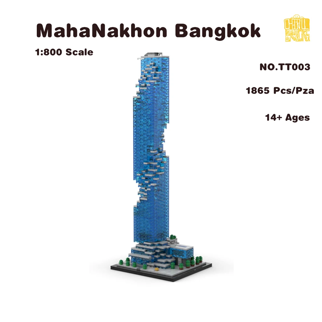 

MOC TT003 MahaNakhon 1:800 Scale Bangkok Skyscraper Model With PDF Drawings Building Blocks Bricks DIY Birthday Christmas Gifts