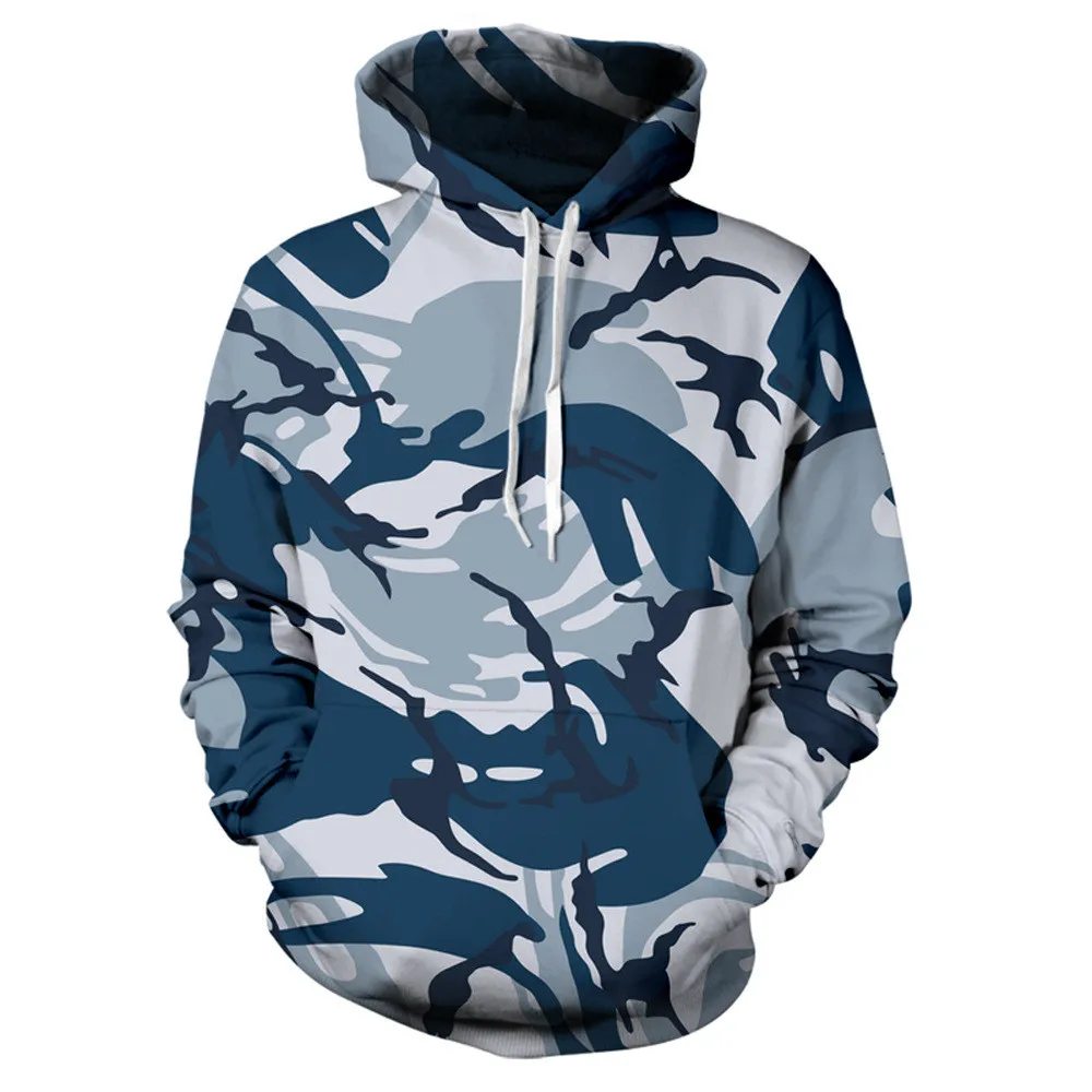 

Men's 3D printed camouflage hooded sweatshirt, pocket hoodie, fashionable hat hoodie, oversized casual wear