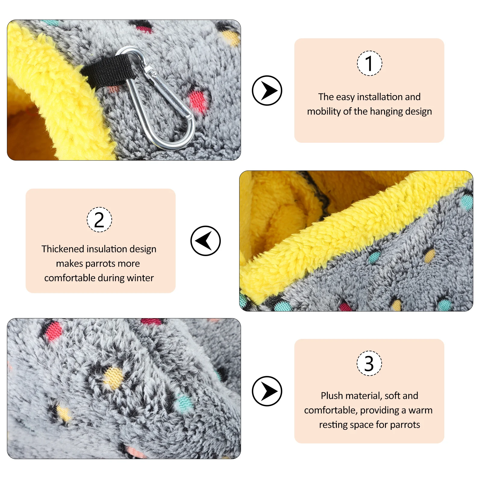 

Warm Bird Nest Hanging Hammock Parrot Cage Bed Thick Cotton Winter Resting Nest Pet Tent Bed Small Animal Hammock