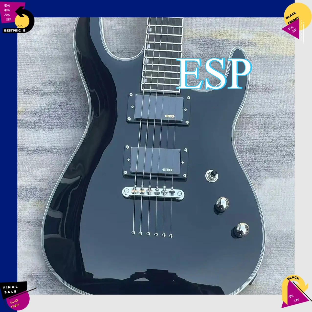 Free Shipping Gloss Black Ultra-Thin  Double Cutaway Super Strat Shape Electric Guitar Chrome Hardware Metal Guitar