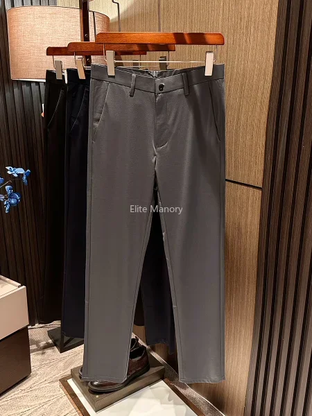 [Silky touch, cool sunscreen] Summer new men's high-end mulberry silk business casual pants