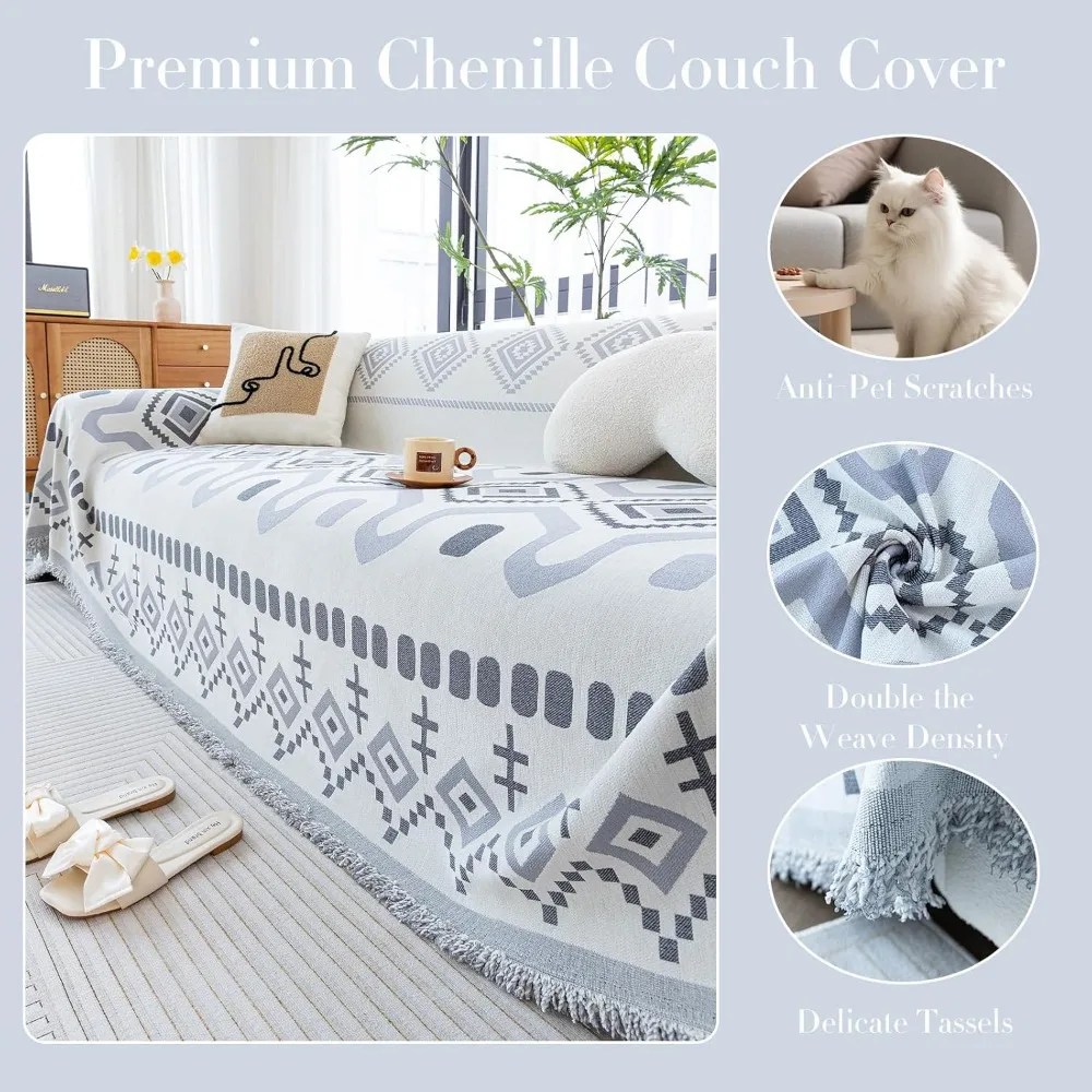 غطاء أريكة بوهو شانيل صديق للغسل للحيوانات الأليفة، أغطية أريكة على الطراز البوهيمي للأرائك ذات المقعدين #2