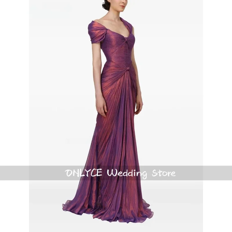 エレガントなマーメイド光沢のあるプリーツオフショルダードレスフォーマルパーティードレス女性用ロングシンプルなプロムドレスカスタマイズ