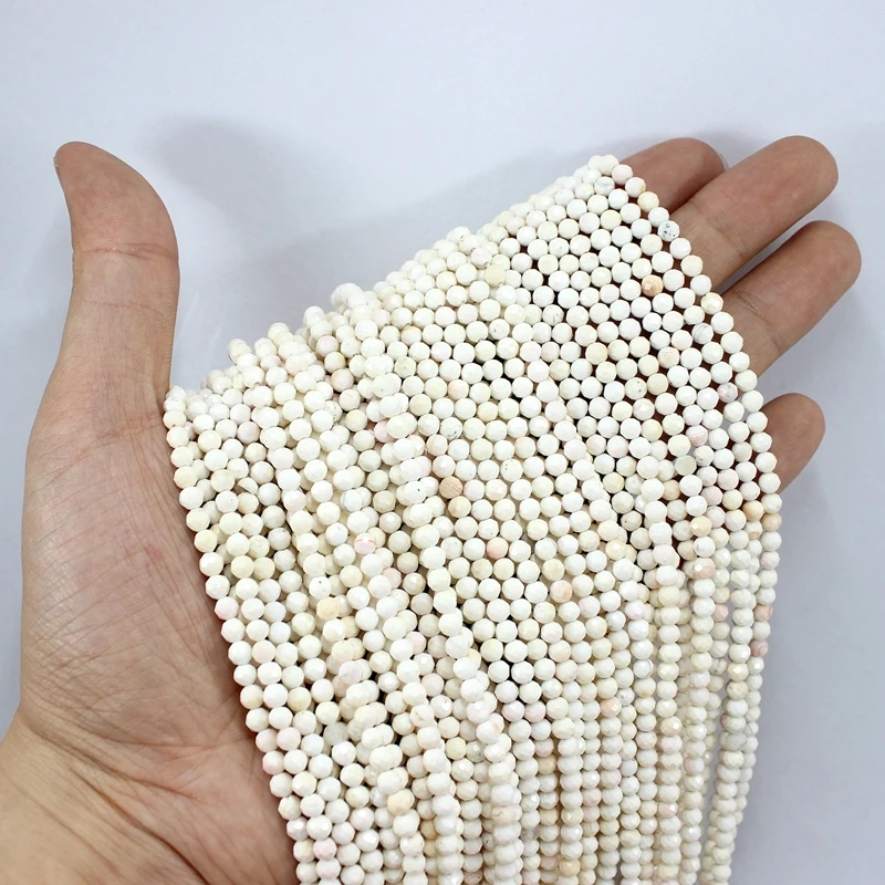 Natural Faceted Queen Shell 3 4MM Micro Tiny Small Seed Round Gemstone Beads For Jewelry Mkaing Waist Bracelets Neckalce Anklet