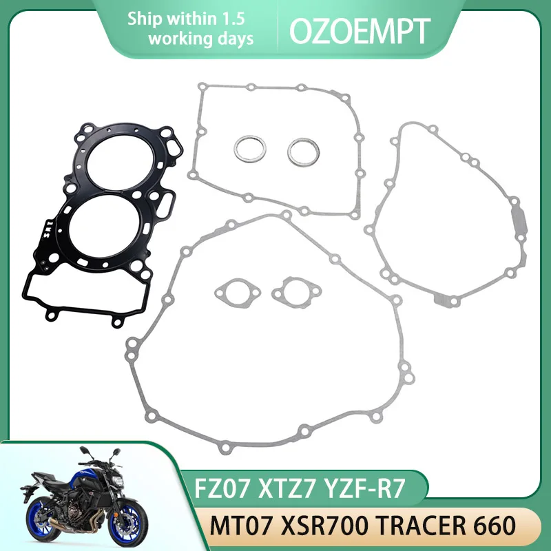 OZOEMPT Engine Cylinder Crankcase Repair Gasket Apply to MT07 MTN690 XSR700 MTM660 MTT660 TRACER660 FZ07 TENERE700  YZF-R7 XTZ7