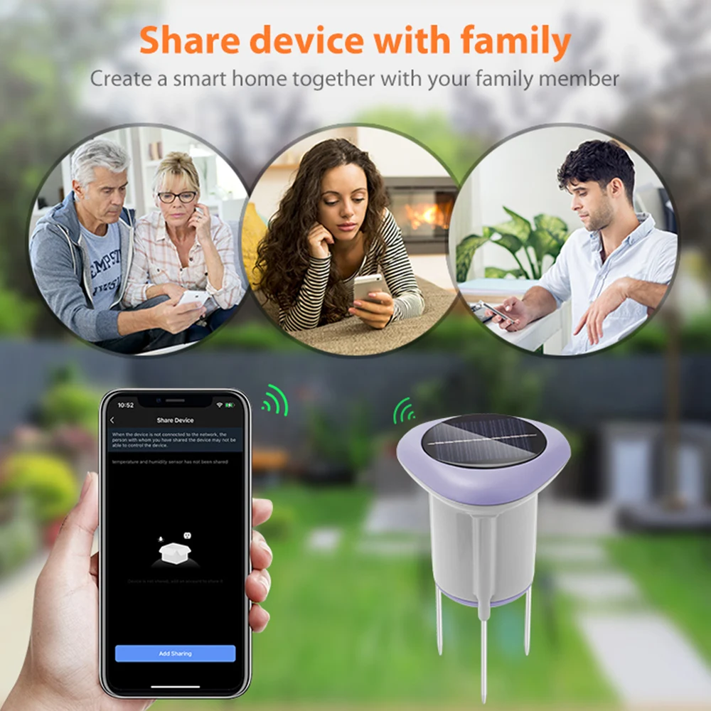무선 Tuya 스마트 Zigbee 태양 토양 센서 온도 습도 토양 테스터 APP 제어 정원용 토양 온도계