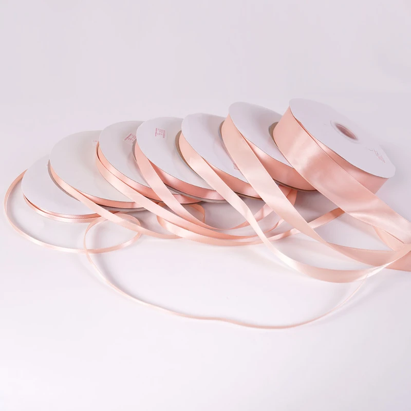 Champagne Pink Satin Ribbon 6/10/12/15/20/25/40/mm Bow Crafts Gift Wrap Wedding Wrapping Cake Gift Box Ribbons DIY  Christmas