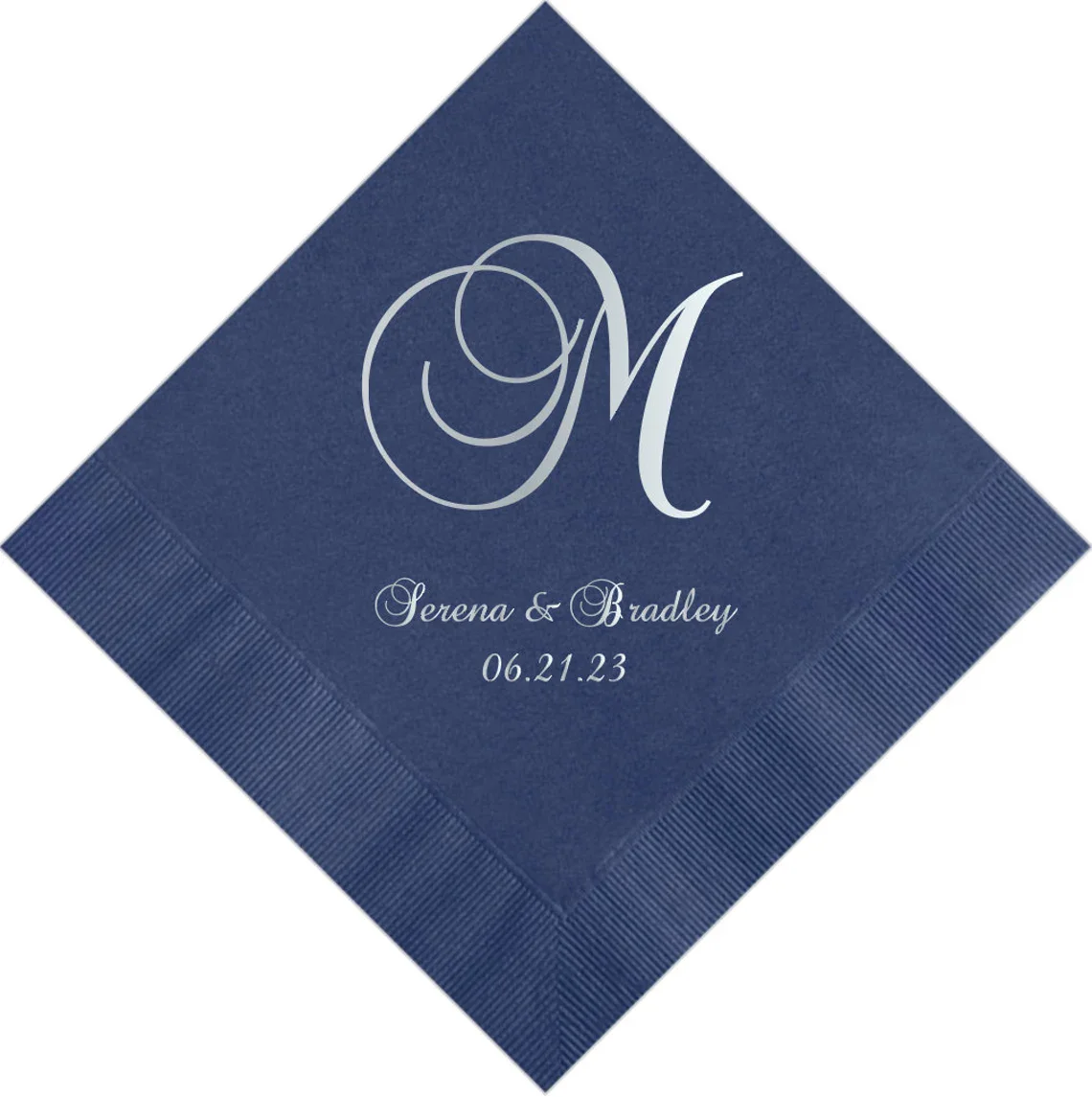 Personalized Wedding Napkins Cocktail Beverage Luncheon Dinner Guest Towels Monogram Custom Printed Foil Imprinting Imprinted Na