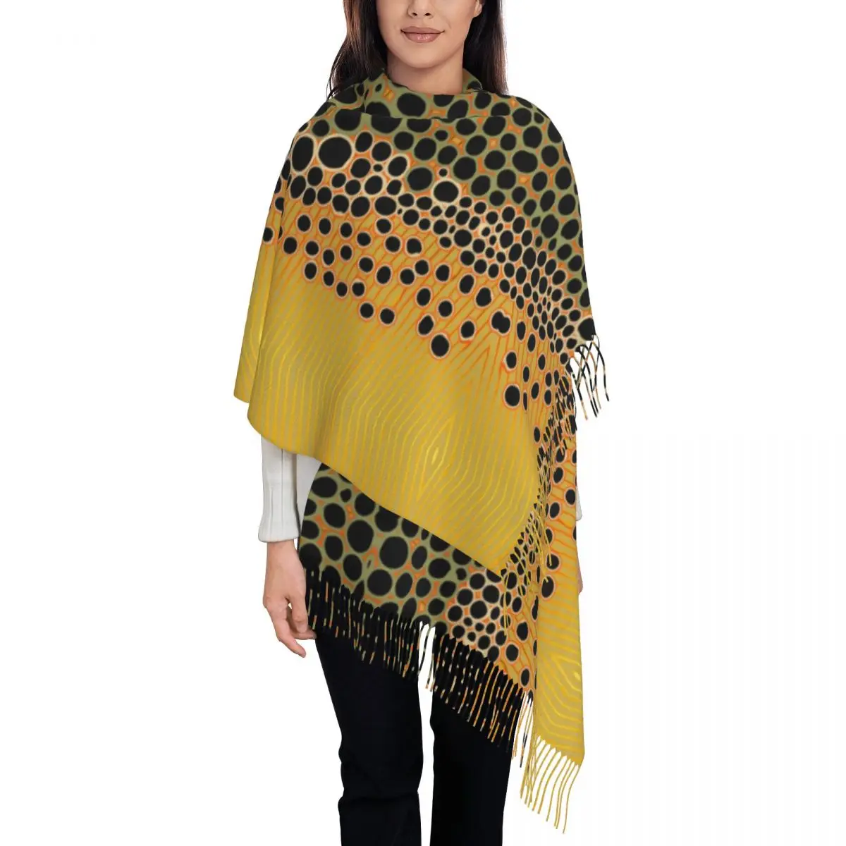 

Luxury Multicam Military Trout Camo Tassel Scarf Women Winter Warm Shawl Wrap Ladies Hunter Army Tactical Scarves