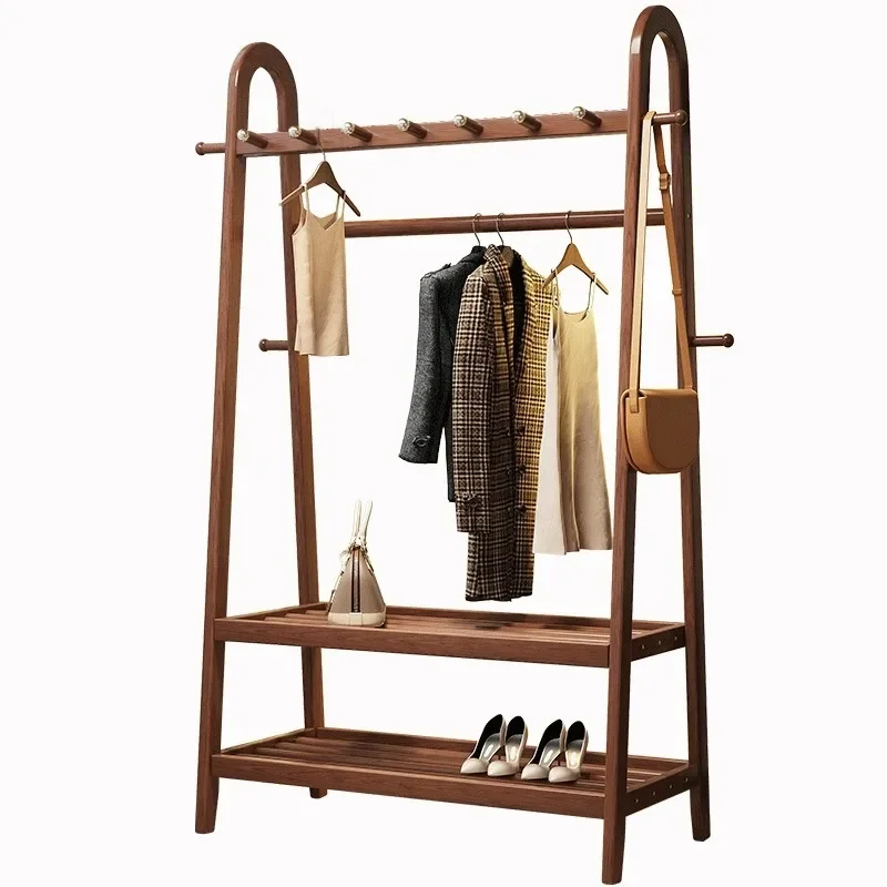 Nordic floor hanger household bedroom simple ash wood clothes rack light luxury clothing store large capacity coat rack