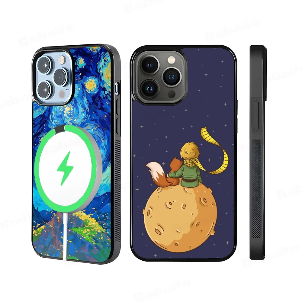 Coque de téléphone magnétique Le Petit Prince, coque de charge sans fil, Magsafe, iPhone 16 14 13 12 11 15 Pro Max Plus