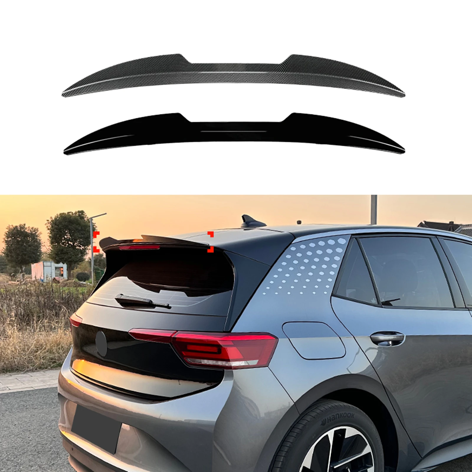 Rear Roof Spoiler Wing Lip For Volkswagen VW ID.3 2019-2022 Carbon Fiber Look/Gloss Black Tailgate Window Cover Upper Splitter