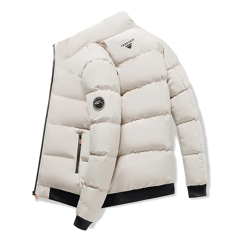 Puffer Jacket Men's Thickened Parkas Stand Collar Jacket Men Quilted Coat Winter Warm Thick Zipper Coat Padded Overcoat for Men