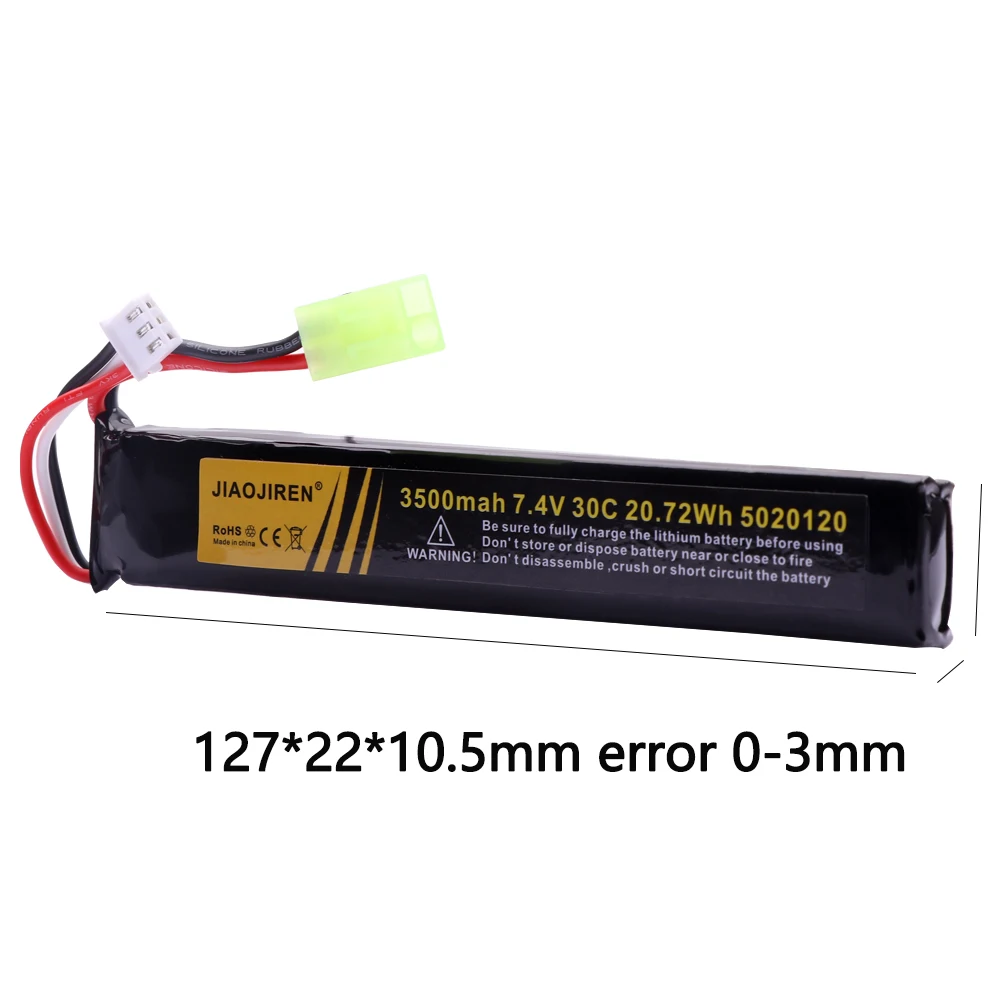 Ulepszony bateria Lipo 7.4V 3500mAh do pistoletu na wodę 2S 7.4V 5020120 akumulator do pistoletów pneumatycznych Mini Airsoft BB zabawki elektryczne