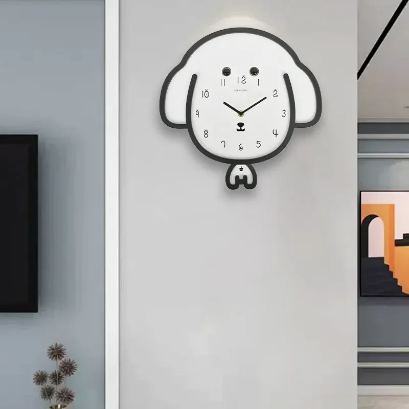 for Deogo Dog Cartoon Swing Silent Wall Clock Dynamic Eye Rolling Environmental Protection 2D Puppy Wall Clock Home Decor