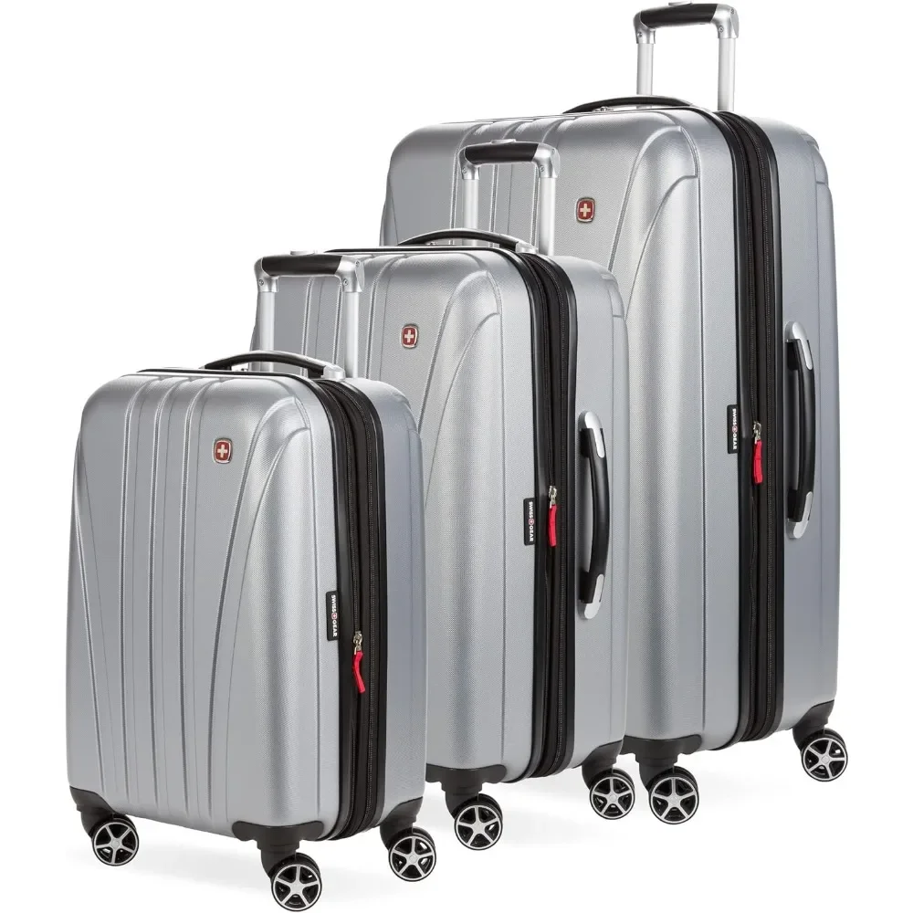 

SwissGear 7585 Hardside Expandable Luggage with Spinner Wheels, Silver, 3-Piece Set (19/23/27)