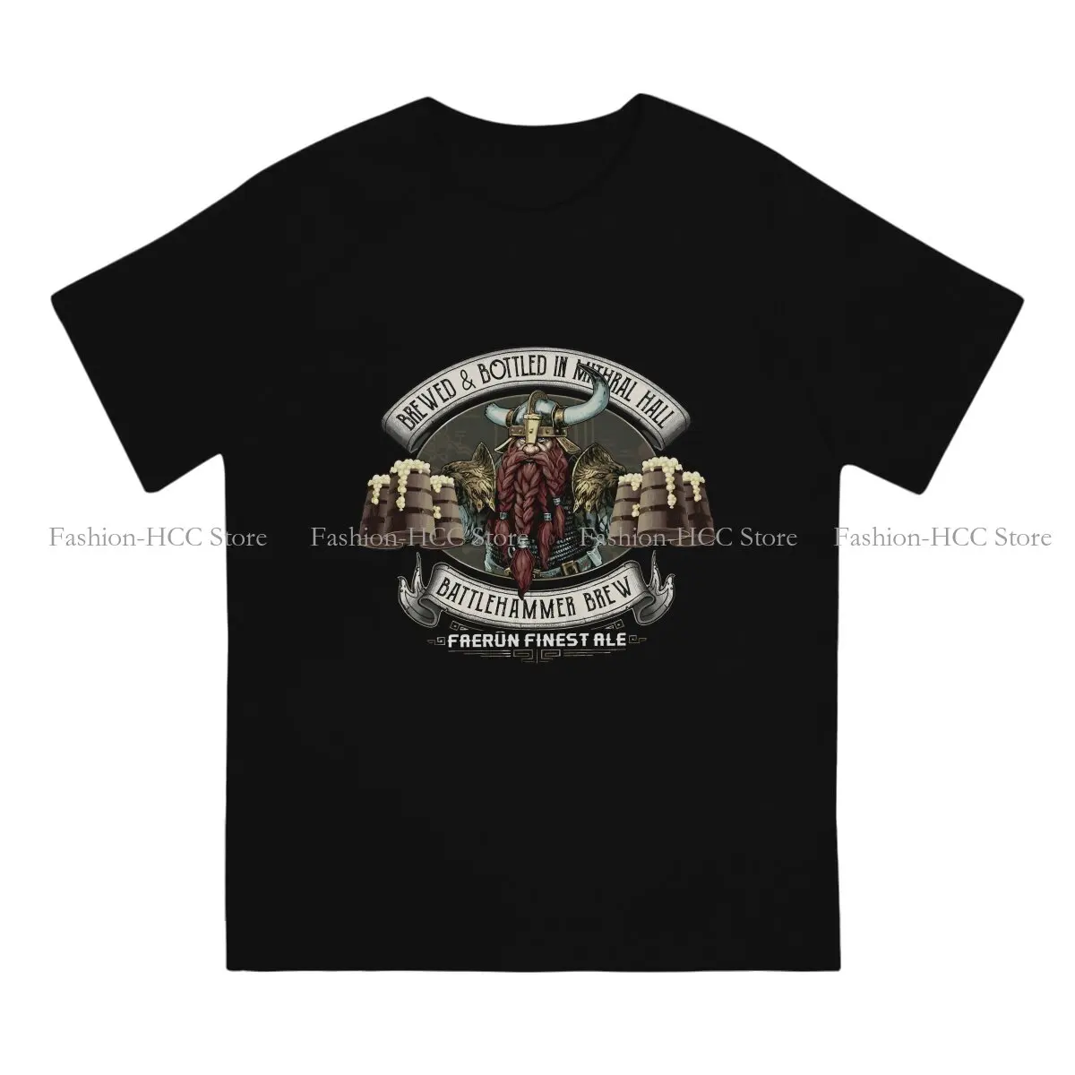 Mithral Hall Battlehammer Brew Bruenor Faerun Dwarf Fourthpeak Frost Hills TShirt DND Printing Streetwear Casual T Shirt Men