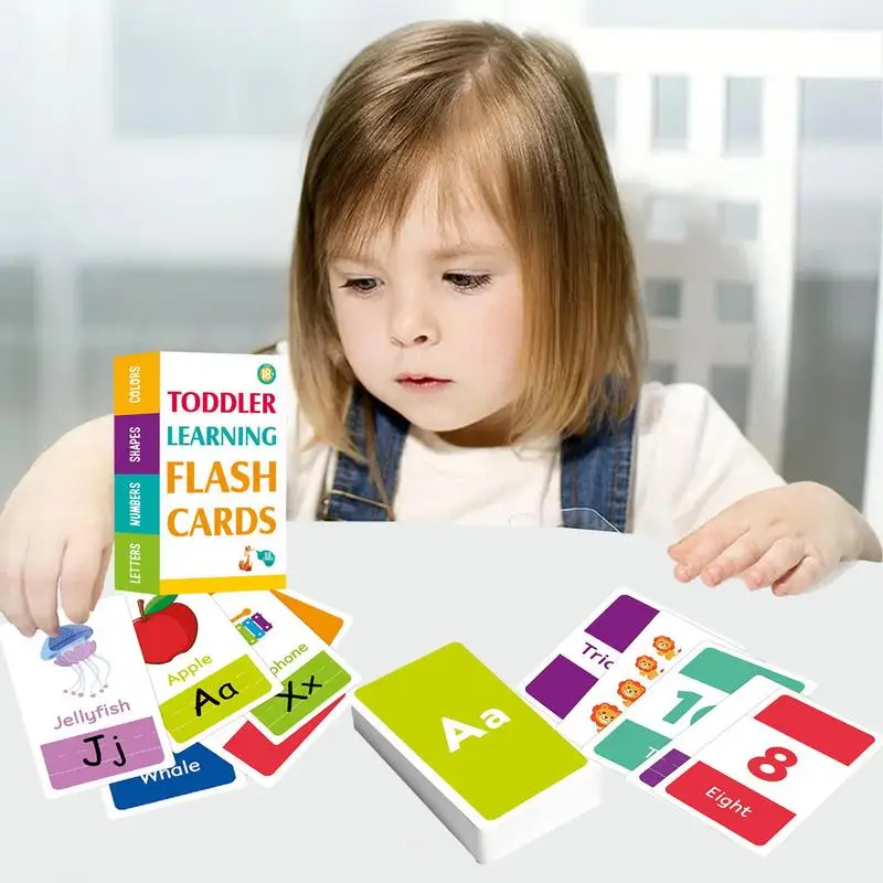 Montessori การเรียนรู้การ์ดของเล่น ABC Flash Cards การเรียนรู้ของเล่นเพื่อการศึกษาตัวอักษรรูปร่างจำนวนสัตว์การจดจำสี