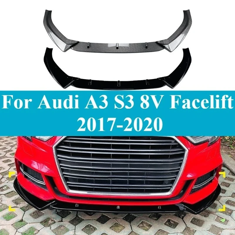 

For Audi A3 S3 8V Facelift 2017-2020 S-line Front Bumper Lip Splitter Spoiler Diffuser Exterior Modification Accessories Trim