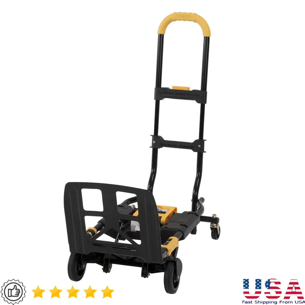 

Folding 2-in-1 Hand Truck 300lbs Capacity Extendable Handle Heavy Duty Cart Lightweight Multi-Position Moving Boxes and Loading