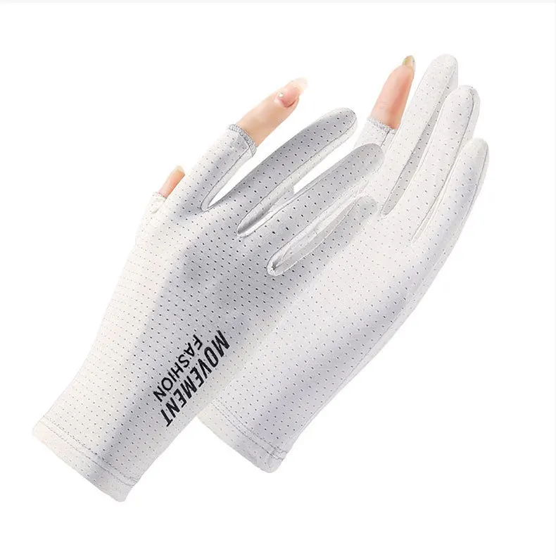 

Women's Fingerless UV Protection Gloves Thin Ice Silk Sunscreen Driving Cycling Gloves Breathable Anti-Slip for Outdoor UPF50+