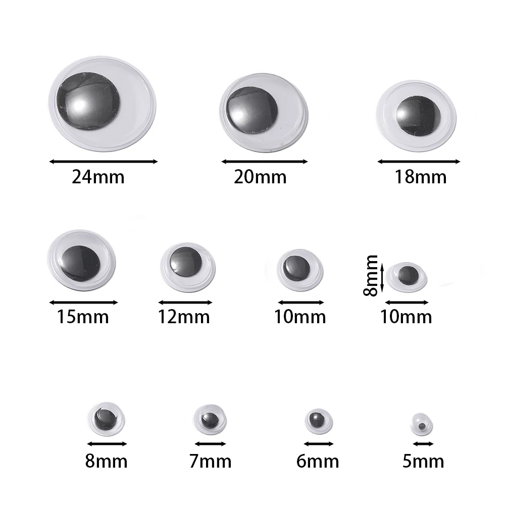 50/100/200pcs Self-adhesive Wobbly Wiggle Eyes 3D Moving Eye for DIY Scrapbooking Toys Dolls Kids DIY Accessories 5-24mm
