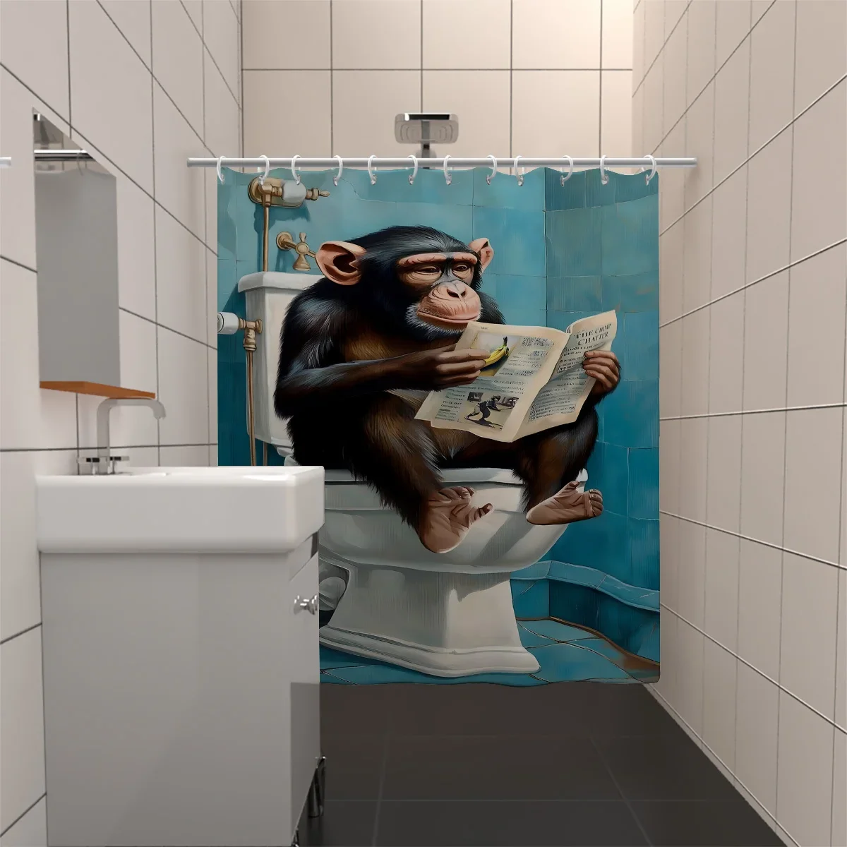 Humorous Monkey Shower Curtain: Embrace the Quirky Design, Soft Fabric, and Fun Vibes for Your Unique Bathroom