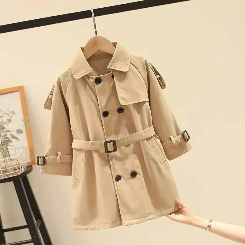 Girls Windbreaker Jacket New Spring Fashion British Style Middle-Large Children's Outerwear Coat  4 6 7 9 10 12Y