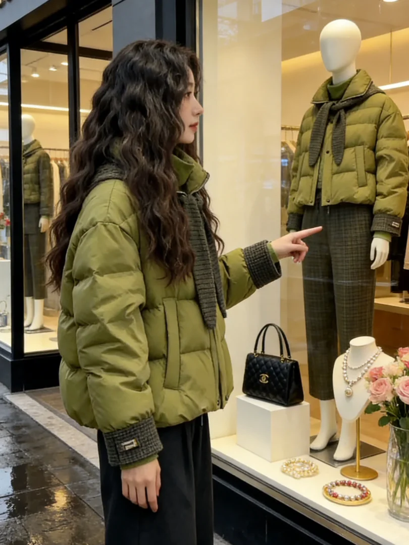 

Sli een Thiened Winter Jaet ort Quilted Warm Coat Korean Sle Women's Cotton Padded Outerwear Commute Faion