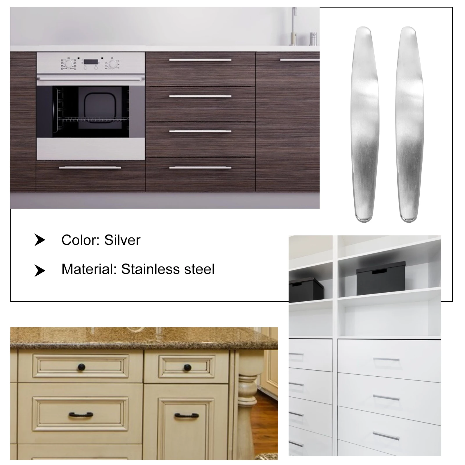 

2Pcs Stainless Steel Cabinet Handles Stylish Durable Wardrobe Pulls Furniture Pulls Wooden Case Drawer Handle Pull
