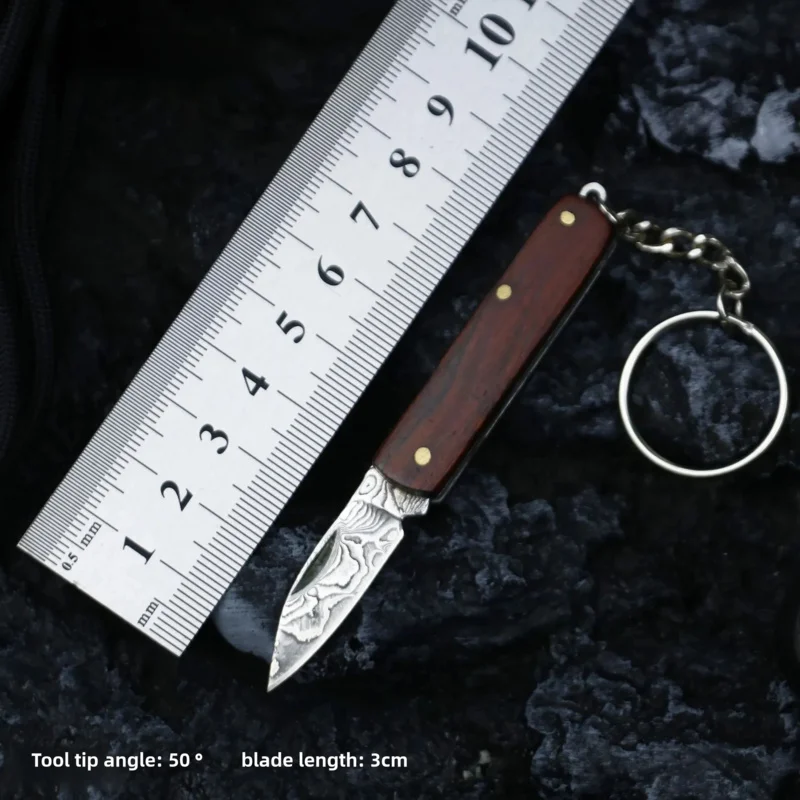 Damascus knife camping knife portable knife keychain outdoor folding knife mini self defense fruit knife